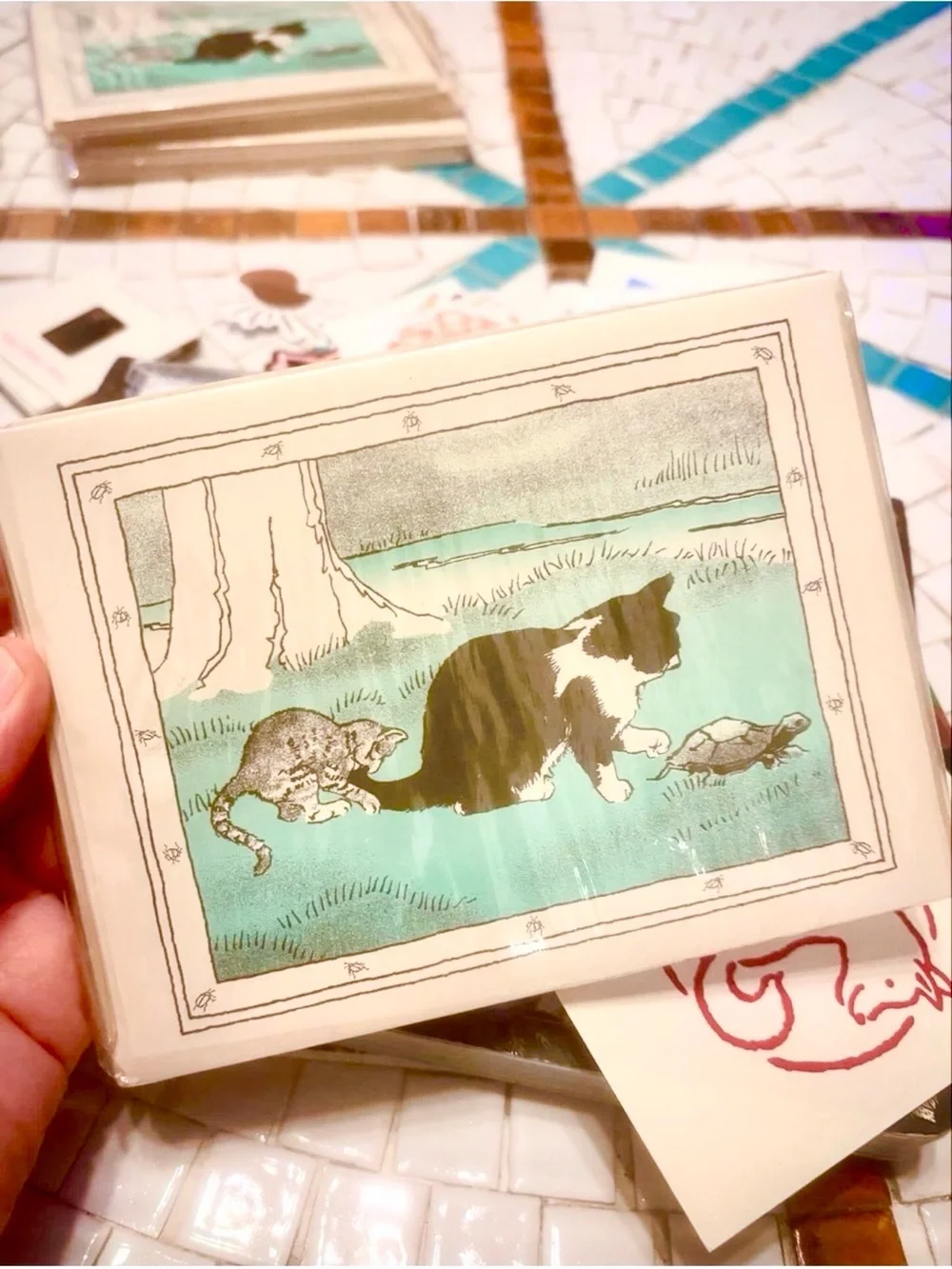 Cat Greeting Cards vintage 90s Blank Inside Hand drawn